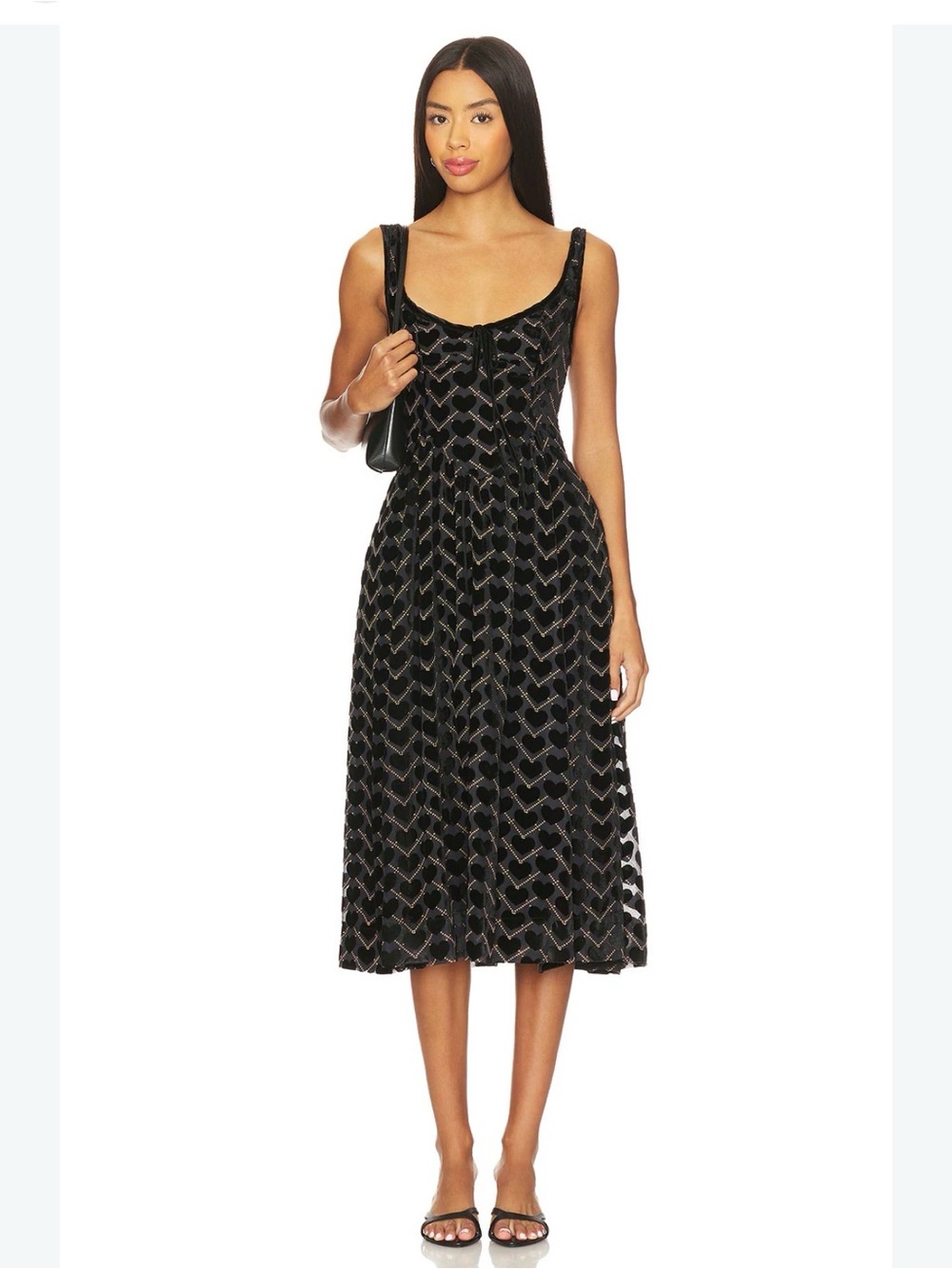 FREE PEOPLE Burnout Velvet Dress in Charcoal